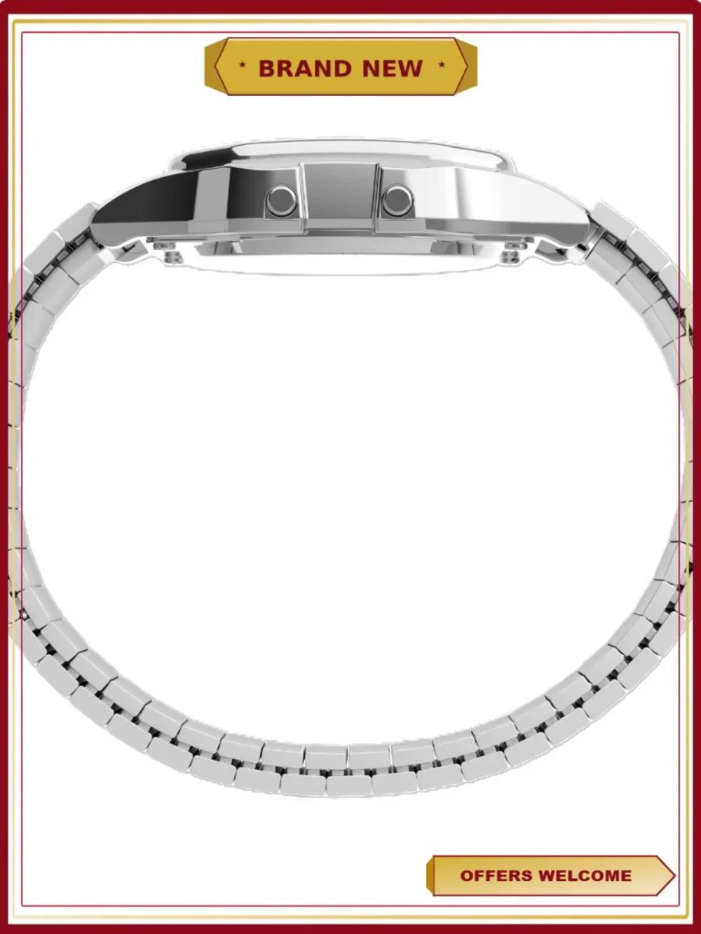 Men's Stainless Steel Expansion Band Wristwatch